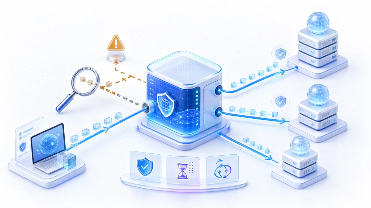 Backconnect proxy gateway with a warning route, diagnostic lens, and healthy rotating exit routes