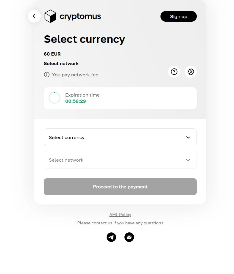 ProxyTitan crypto checkout form