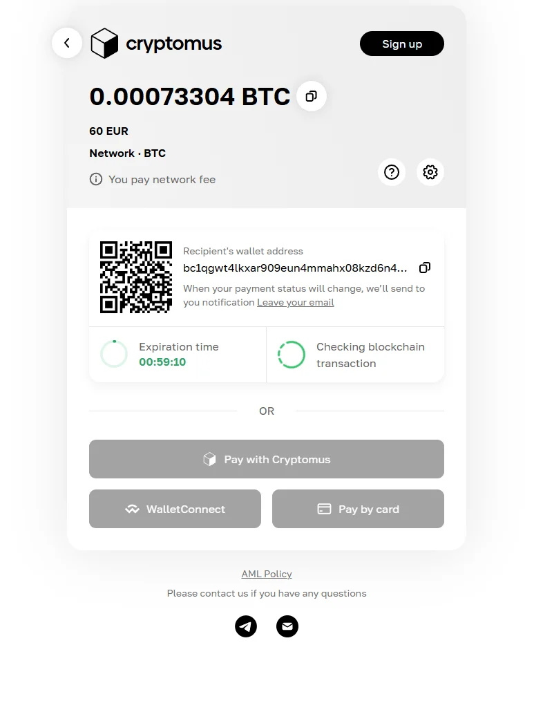 Select preferred cryptocurrency before sending funds