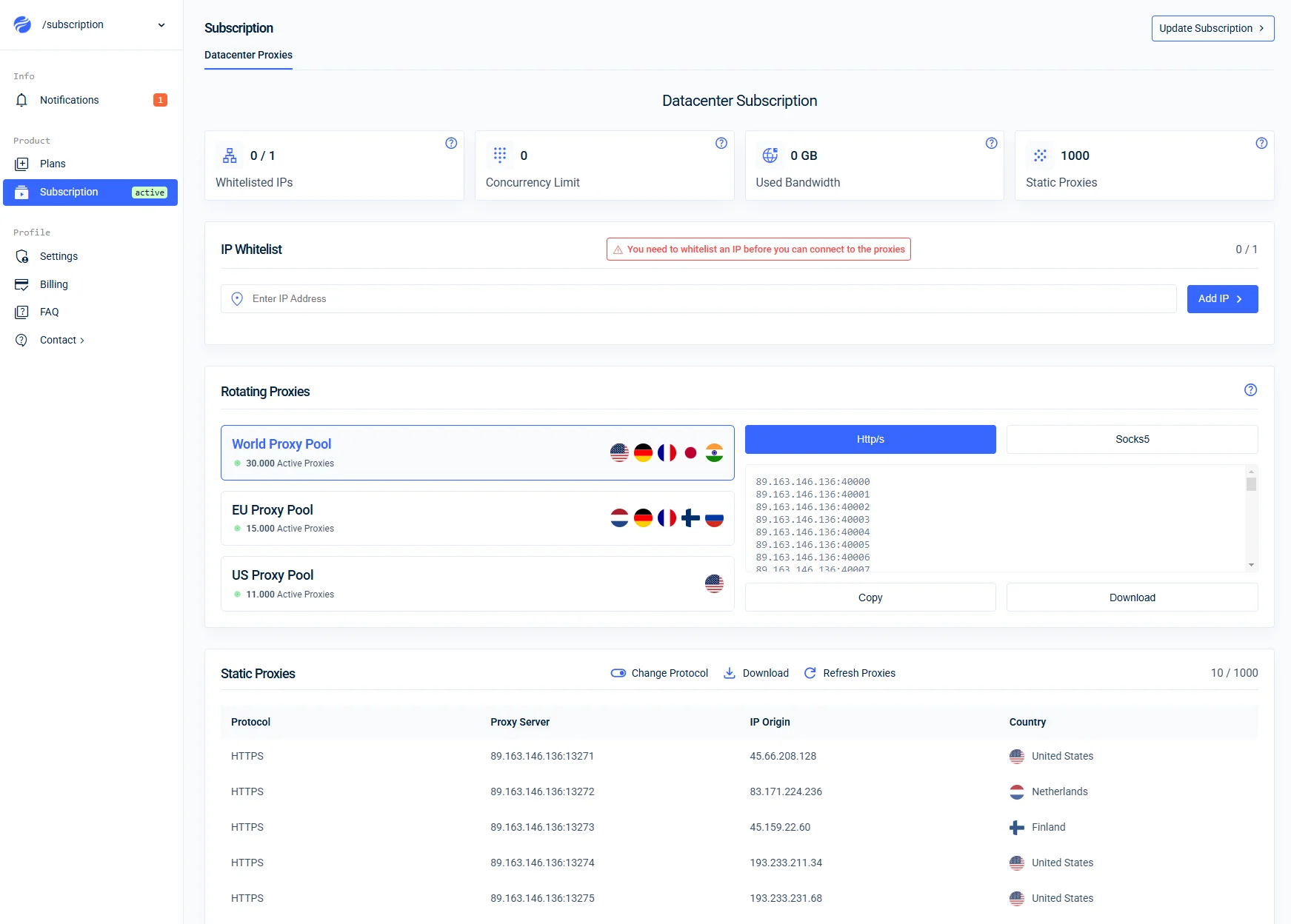 ProxyTitan premium features available after crypto payment