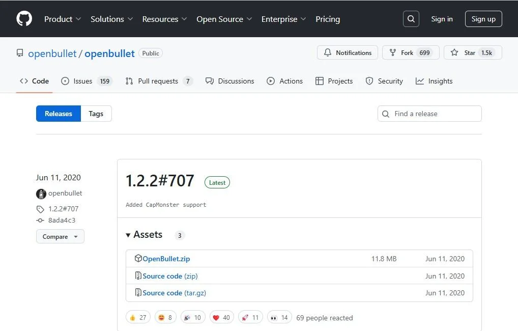 Download OpenBullet from GitHub