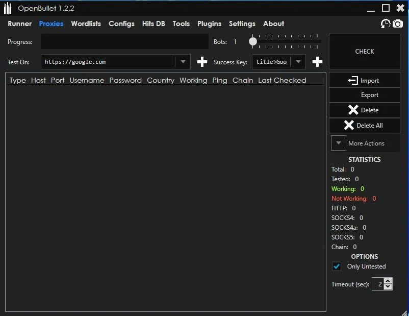 Importing proxies into OpenBullet